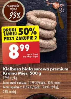 Kiełbasa biała surowa premium Kraina Mięs