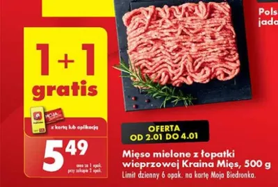 Mięso mielone z łopatki wieprzowej 500g - Biedronka - 5.49 zł - od 02.01.2025 do 04.01.2025