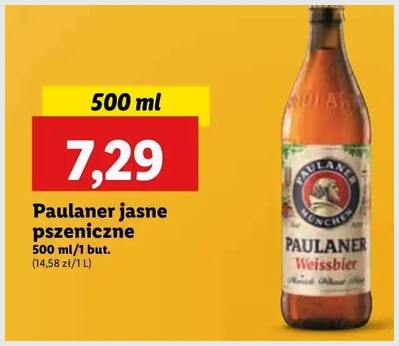 Paulaner jasne pszeniczne - Lidl - 7.29 zł - od 23.01.2025 do 26.01.2025
