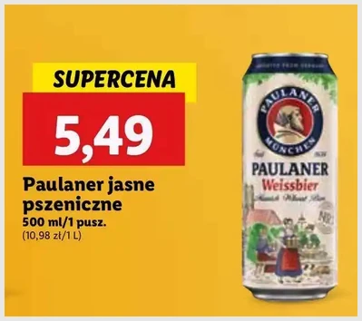 Paulaner jasne pszeniczne - Lidl - 5.49 zł - od 23.01.2025 do 26.01.2025